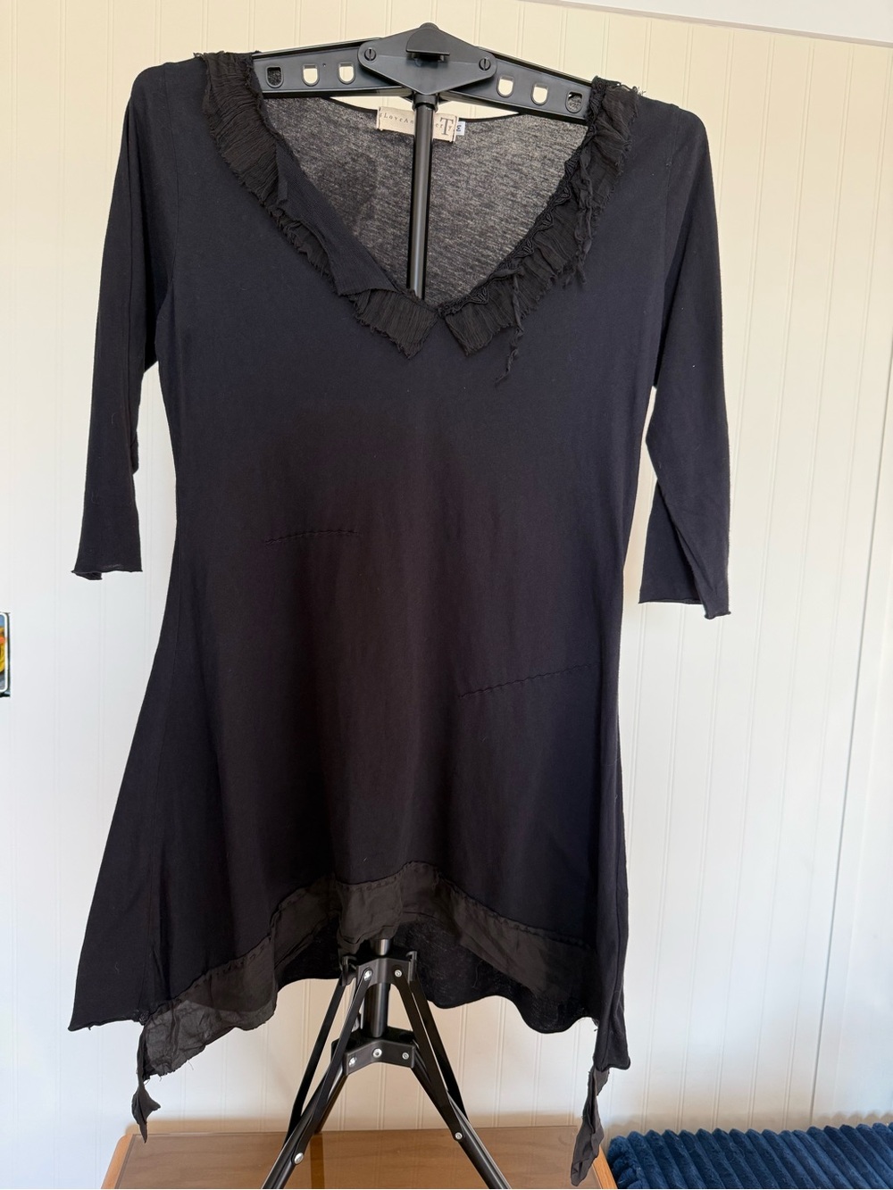 4 Love and Liberty by Johnny Was M Asymmetrical Ruffle V Neck Tunic Dress Fairy